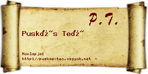 Puskás Teó névjegykártya
